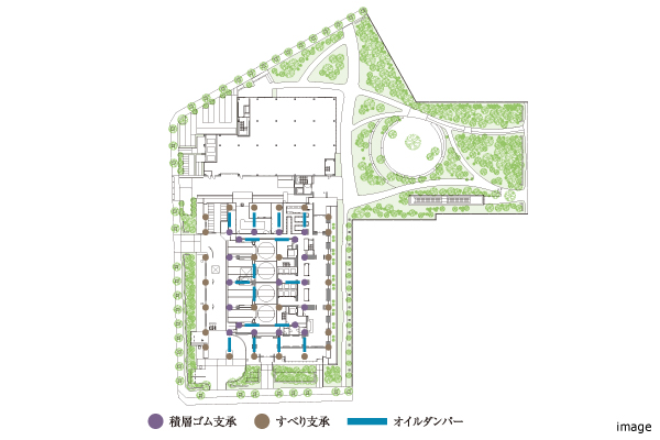 免震装置配置イメージイラスト｜グランドメゾン新梅田タワーTHE CLUB RESIDENCE